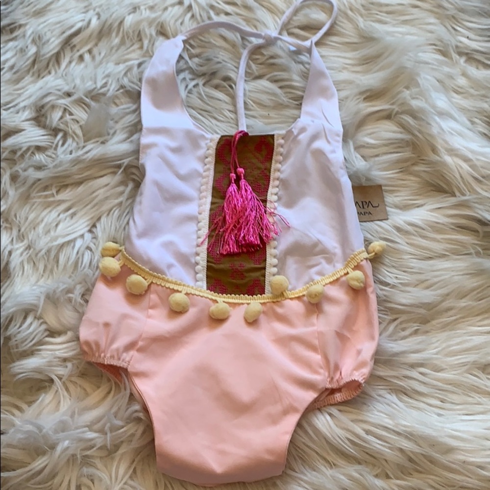 Catpapa Adorable Pink Fringe Pompom jumper 80 12M